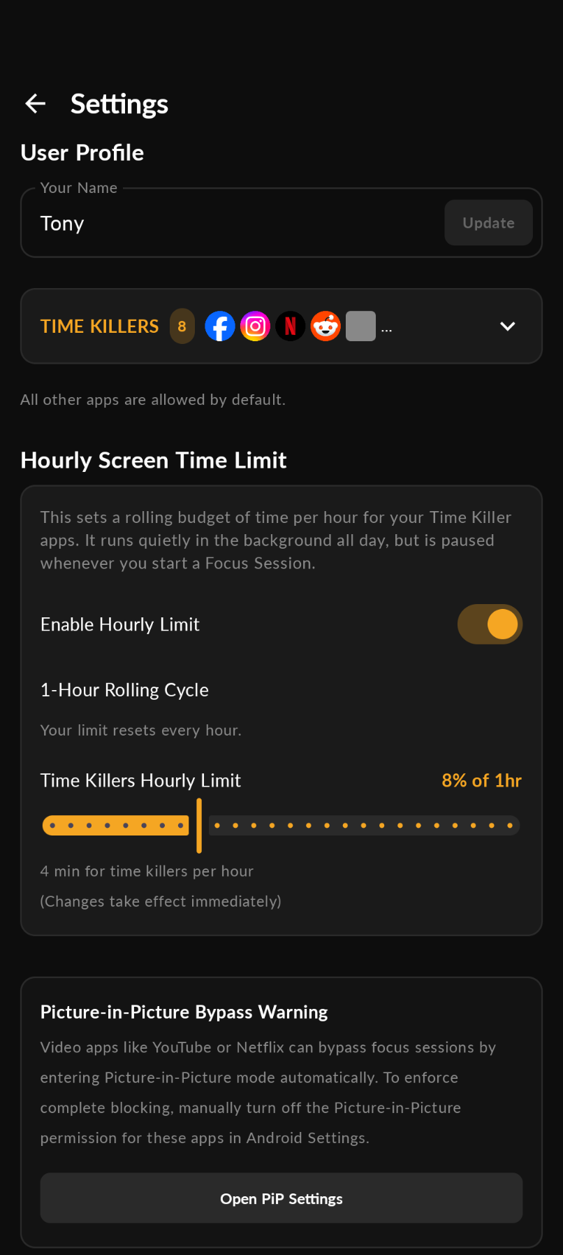 Hourly App Budgets